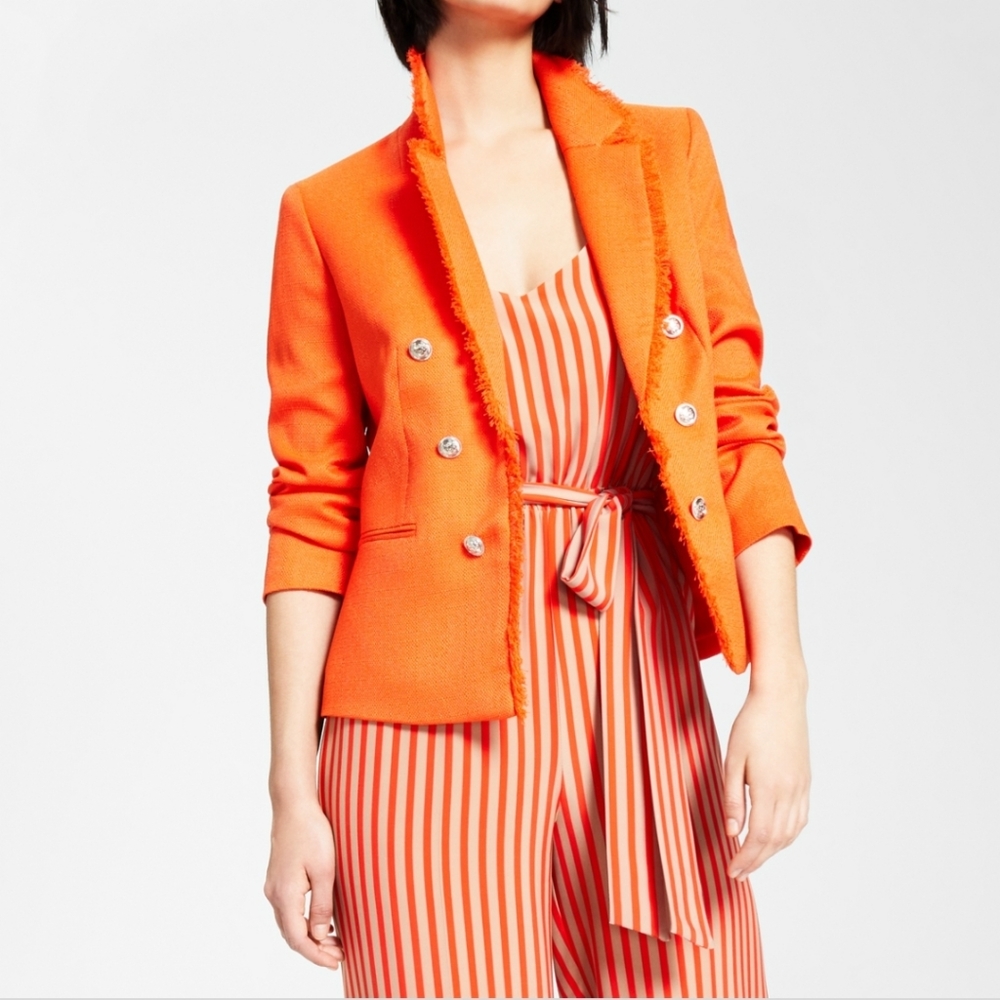 BAR III Women's Lightweight Tweed Jacket in Valencia Orange Sz XL